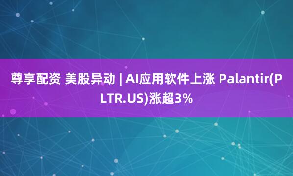尊享配资 美股异动 | AI应用软件上涨 Palantir(PLTR.US)涨超3%